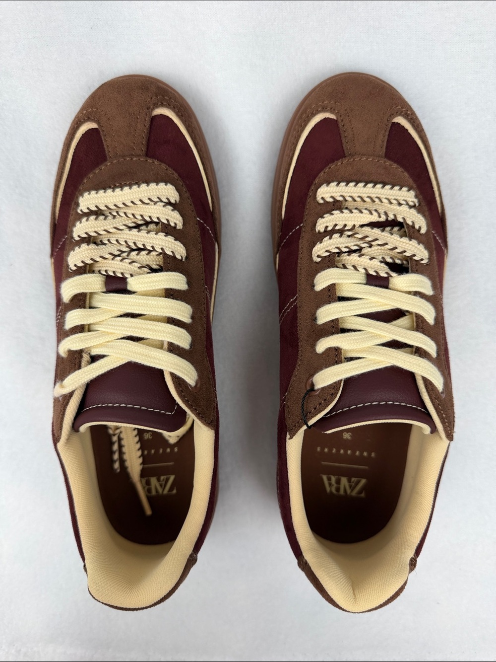Zara Women’s Burgundy Red Brown Sneakers Size 7.5 Brand New - Picture 8 of 16